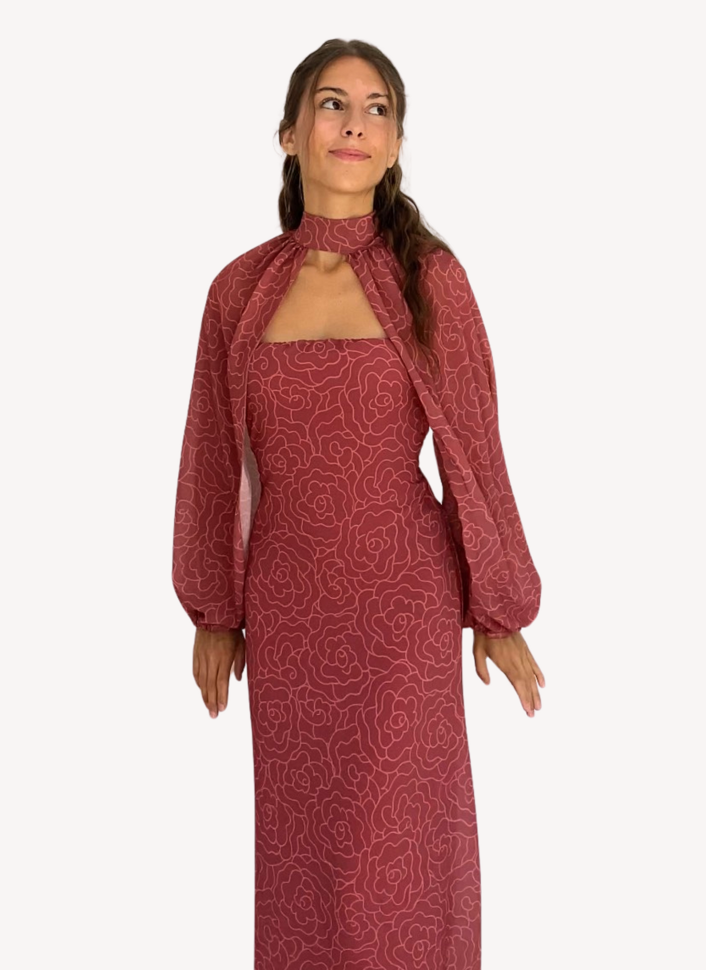 "Noia" Vestido Rosa con Mangas Rosa