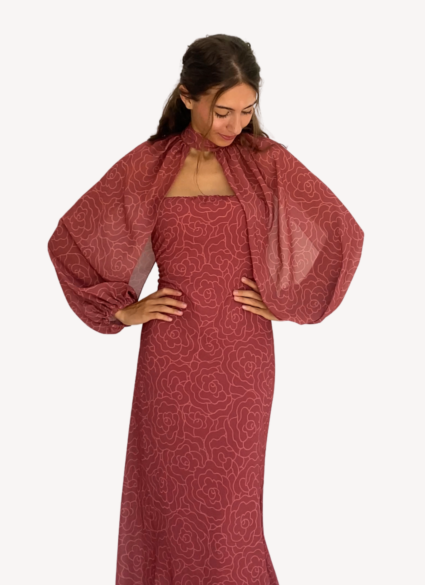 "Noia" Vestido Rosa con Mangas Rosa