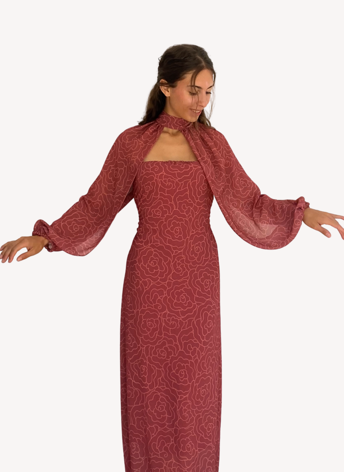 "Noia" Vestido Rosa con Mangas Rosa