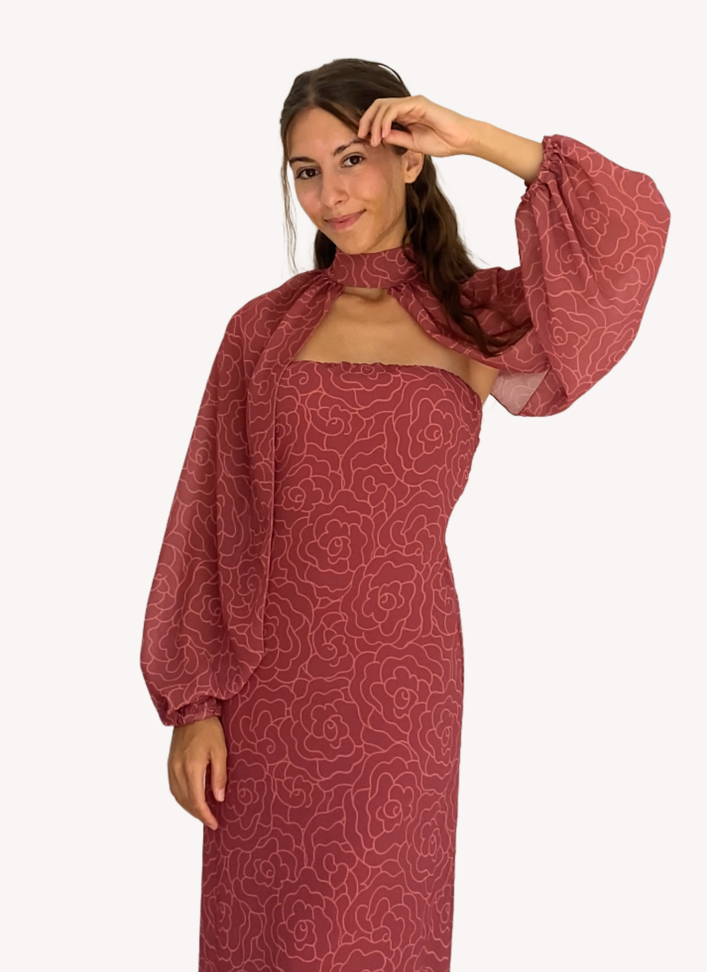 "Noia" Vestido Rosa con Mangas Rosa
