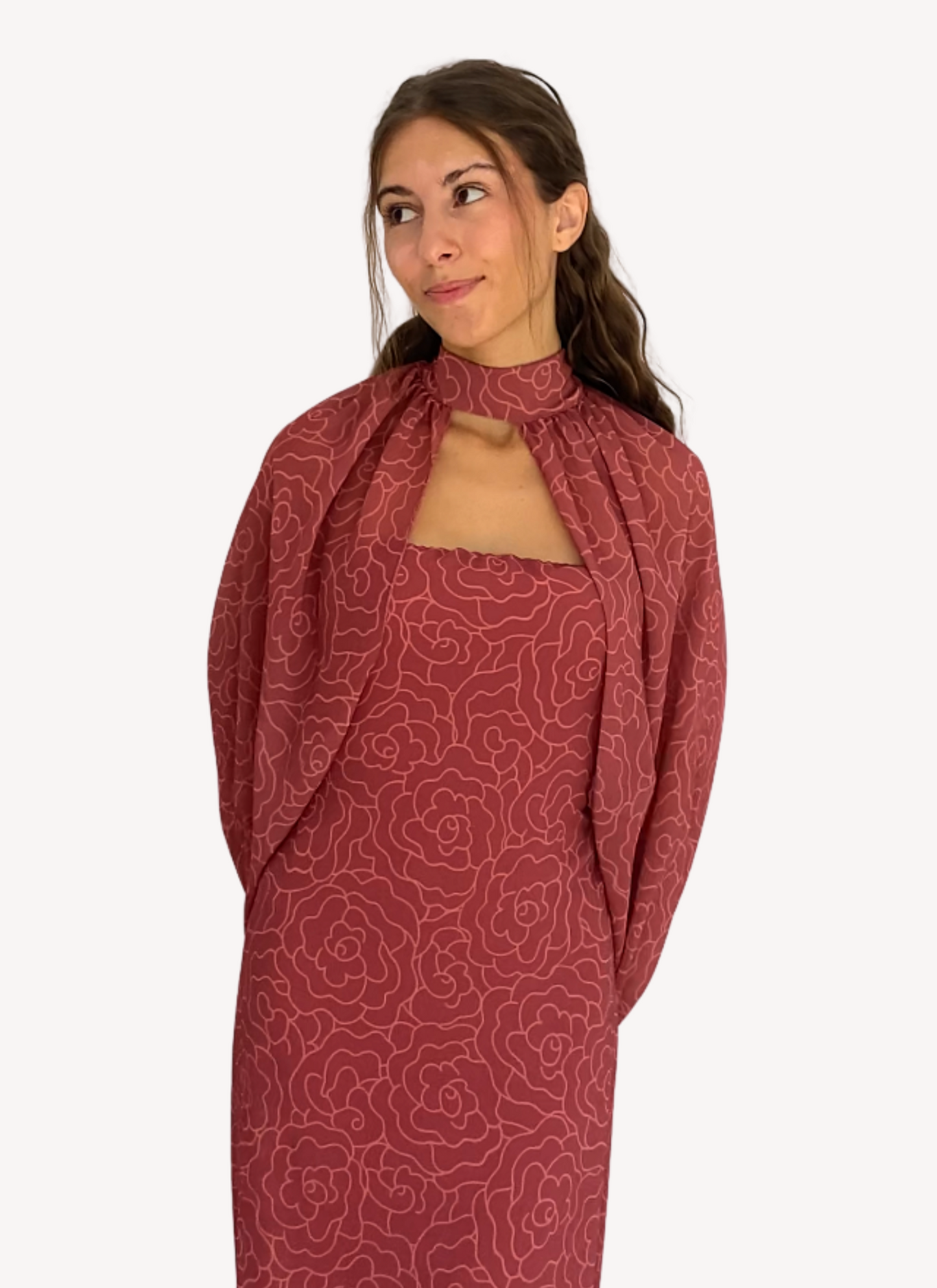 "Noia" Vestido Rosa con Mangas Rosa