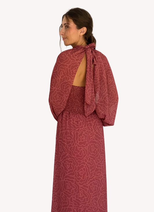 "Noia" Vestido Rosa con Mangas Rosa